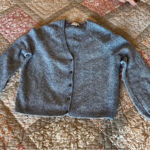 Boden Fluffy Pointelle Blue Women's Cardigan US 6 Lk New